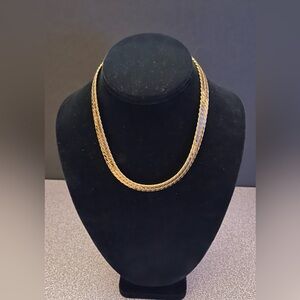 Monet Elegant Gold Toned Flat Herringbone Necklace 16”